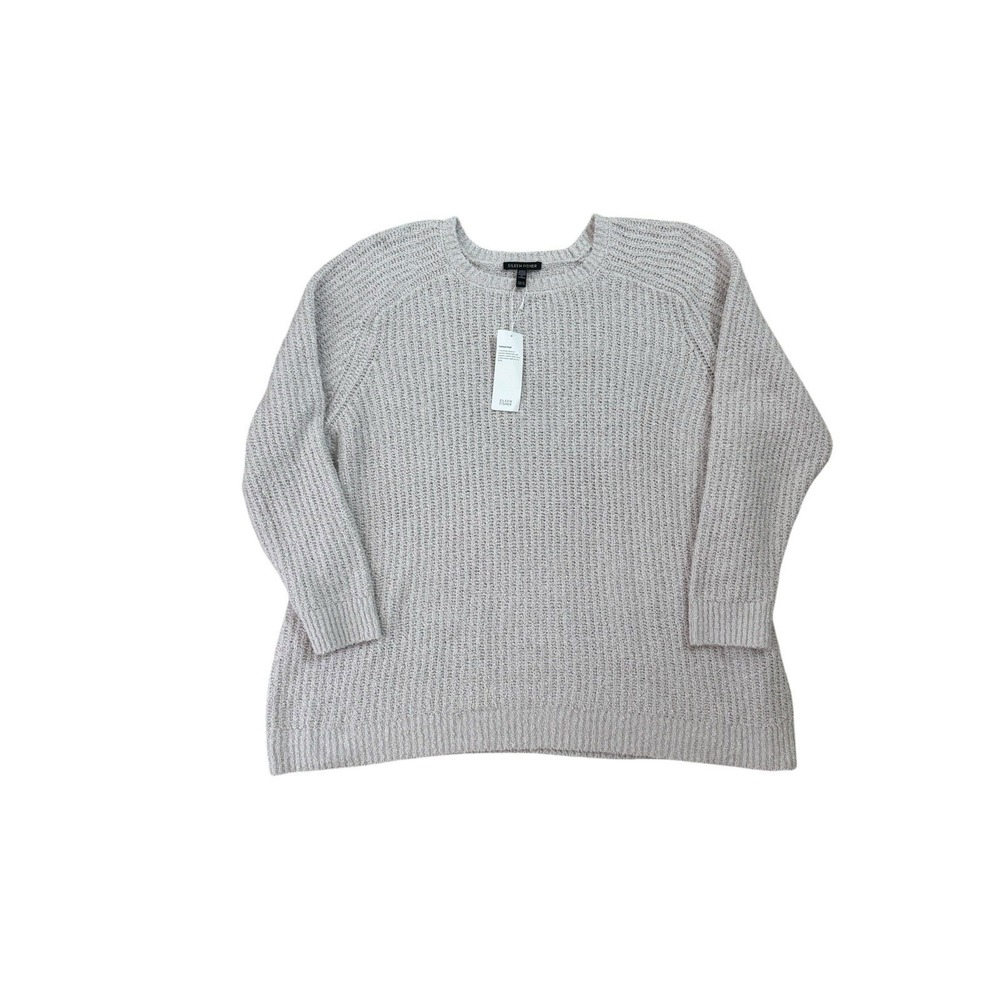 Eileen Fisher Size XL Organic Cotton Fluff Crew Neck Sweater Cashmere Blend NWT